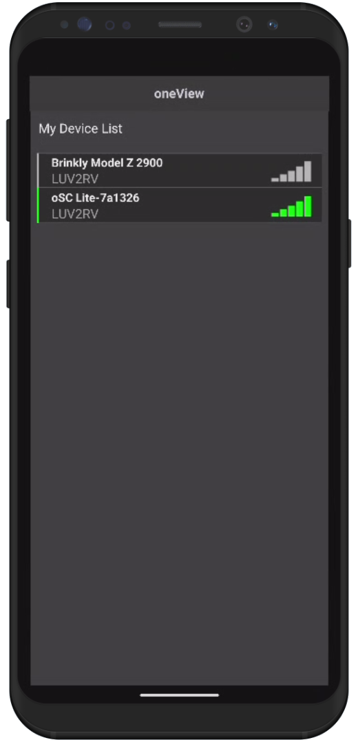 oneView device list showing multiple paired trailers